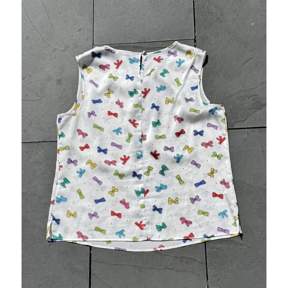 Tahari‎ White Bow Print Satin Shell Sz Medium - Picture 3 of 3
